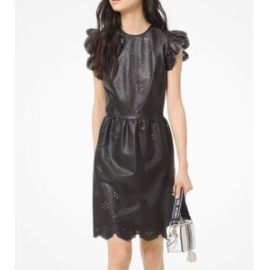 MICHAEL KORS Laser-Cut Floral Faux Leather Dress